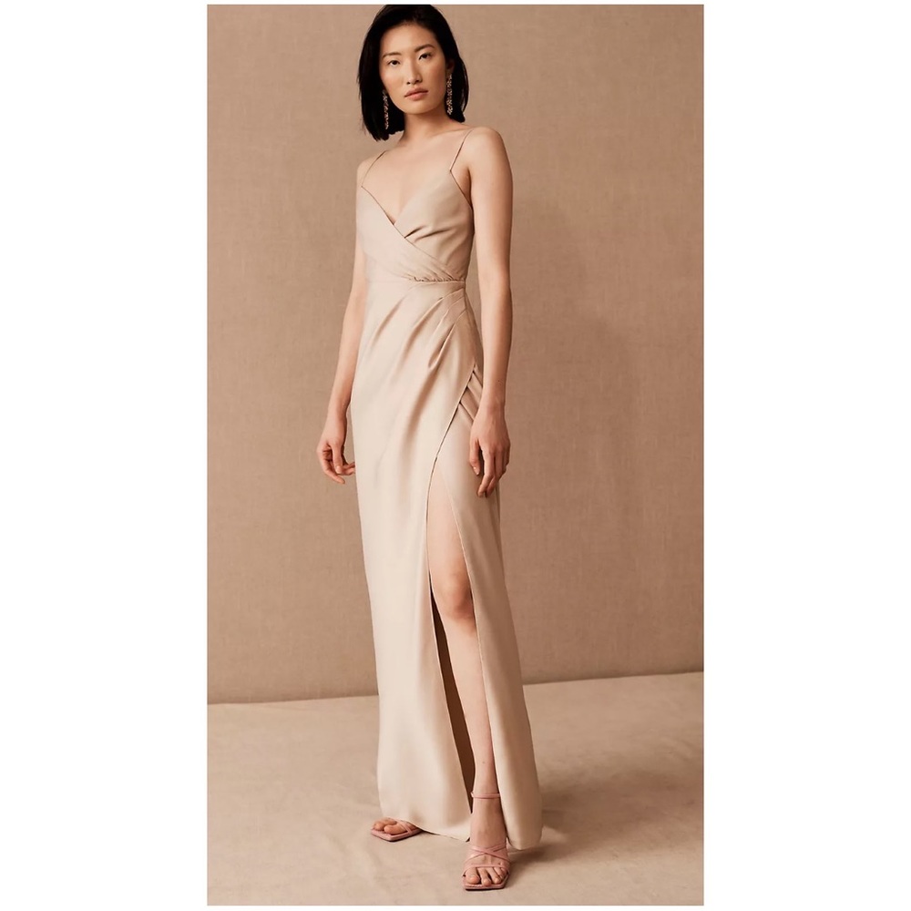 BRAND NEW - BHLDN Anthropologie Freya Satin Charmeuse Dress in Oyster